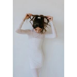 Untamed Petals Pampas Sheer Pearl Bodycon Dress